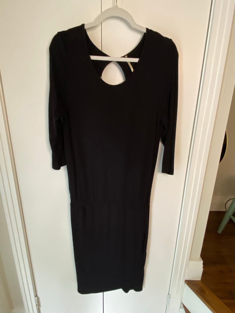 Nine 1 Eight Black Jersey Midi Dress Medium Minimalist